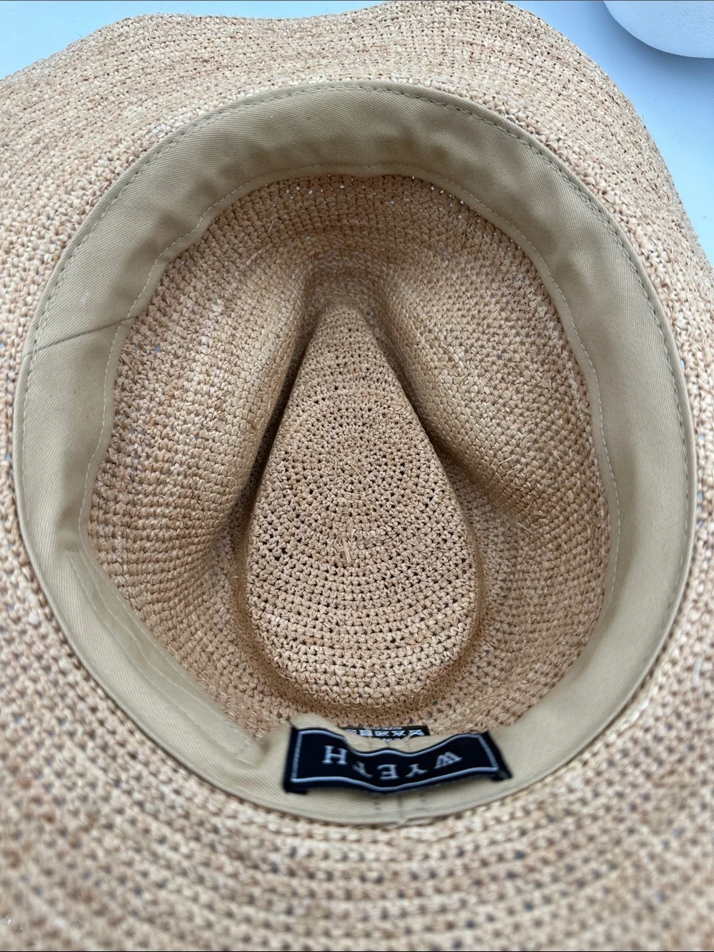 Wyeth Reed Shell Trim Band Raffia Rancher Hat Like New